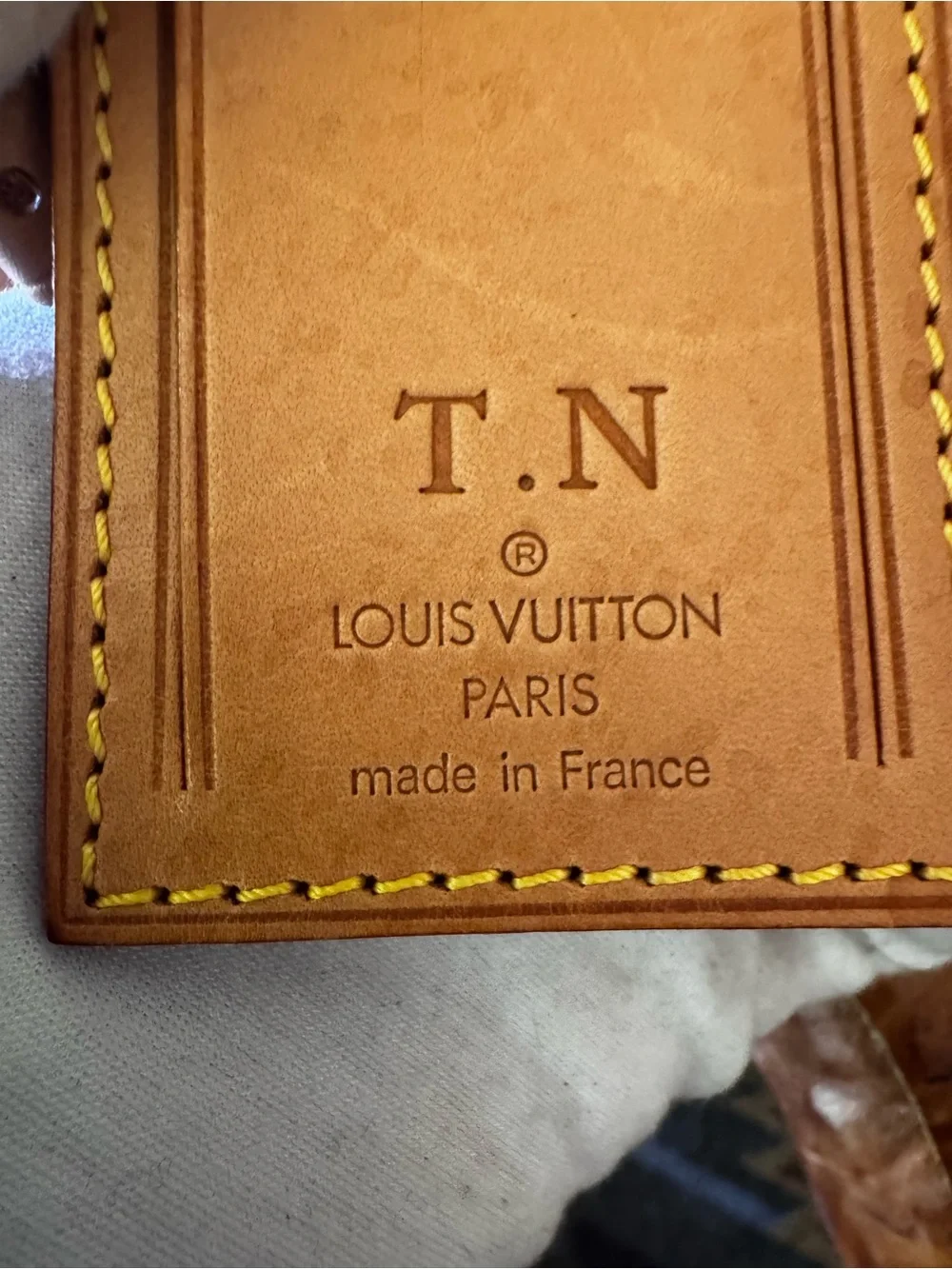 Louis Vuitton luggage tag leather made in France